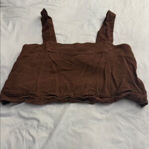 Square Neck Brown Cropped Tank with Wide Straps